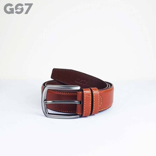 B81. GS7 Genuine Leather For Men High Quality Silver Buckle Formal and Casual Belt, 3 image