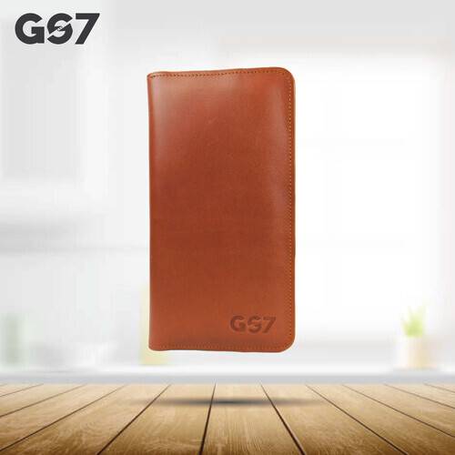 GS7 Slim Brown Leather Long Wallet