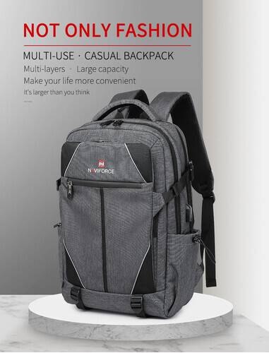 NAVIFORCE B6808 Fashion Casual Men's Backpacks Large Capacity Business Travel USB Charging Bag - Gray, 9 image