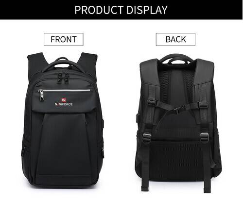 NAVIFORCE B6805 Fashion Men's Backpacks Large Capacity Business Casual Travel with USB - Black, 12 image