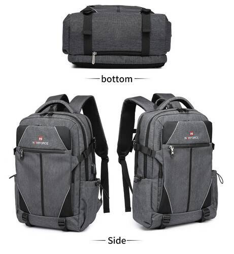 NAVIFORCE B6808 Fashion Casual Men's Backpacks Large Capacity Business Travel USB Charging Bag - Gray, 14 image