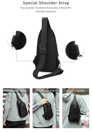 NAVIFORCE NFB6801 Black Waterproof School Bag Bagpack Mens with USB Charging Function Business Laptop Backpack - Black, 4 image