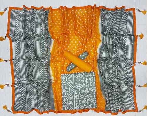 Vegatabls Try Dry Batik Work Bexi Cotton Unstitch Three piece For Women-NF1760