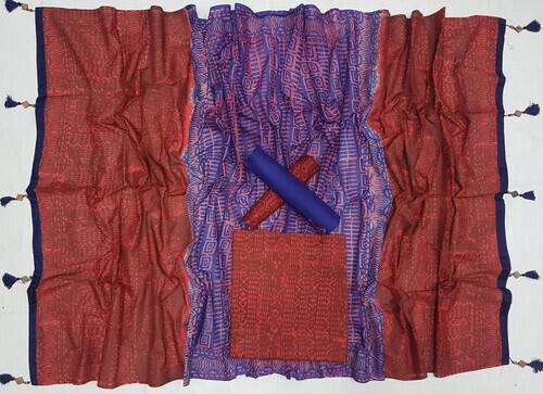 Vegatabls Try Dry Batik Work Bexi Cotton Unstitch Three piece For Women-NF1767