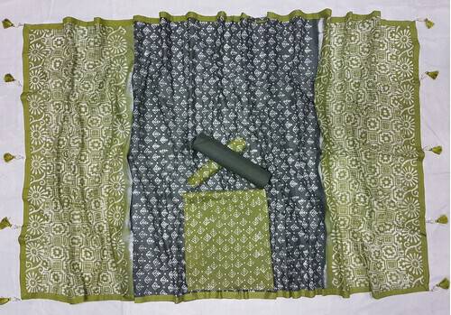 Vegatabls Try Dry Batik Work Bexi Cotton Unstitch Three piece For Women-NF1754