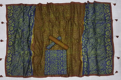 Vegatabls Try Dry Batik Work Bexi Cotton Unstitch Three piece For Women-NF1752