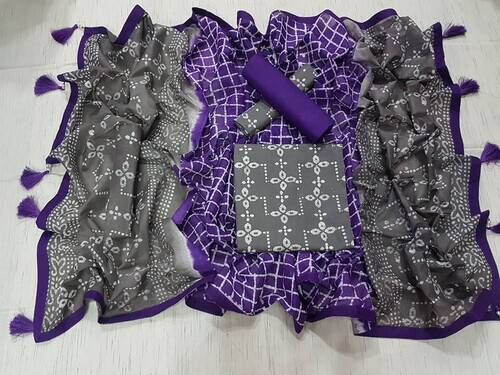 Vegatabls Try Dry Batik Work Bexi Cotton Unstitch Three piece For Women-NF731