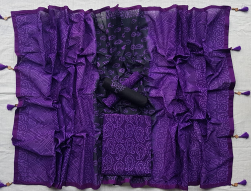 Vegatabls Try Dry Batik Work Bexi Cotton Unstitch Three piece For Women-NF1595