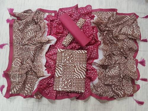Vegatabls Try Dry Batik Work Bexi Cotton Unstitch Three piece For Women-NF743