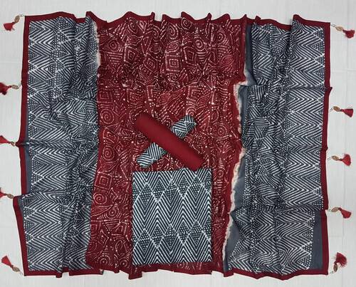 Vegatabls Try Dry Batik Work Bexi Cotton Unstitch Three piece For Women-NF1763