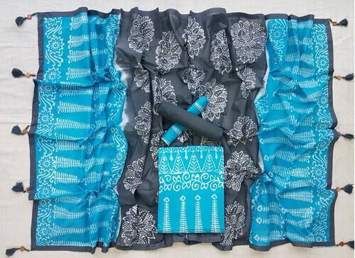 Vegatabls Try Dry Batik Work Bexi Cotton Unstitch Three piece For Women-NF1755
