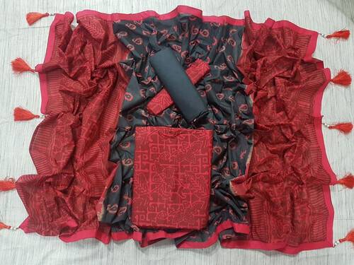 Vegatabls Try Dry Batik Work Bexi Cotton Unstitch Three piece For Women-NF738