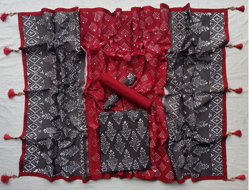 Vegatabls Try Dry Batik Work Bexi Cotton Unstitch Three piece For Women-NF1594