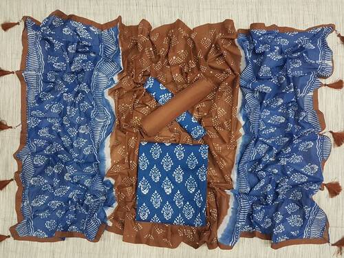 Vegatabls Try Dry Batik Work Bexi Cotton Unstitch Three piece For Women-NF735