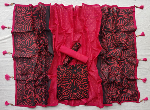 Vegatabls Try Dry Batik Work Bexi Cotton Unstitch Three piece For Women-NF1628