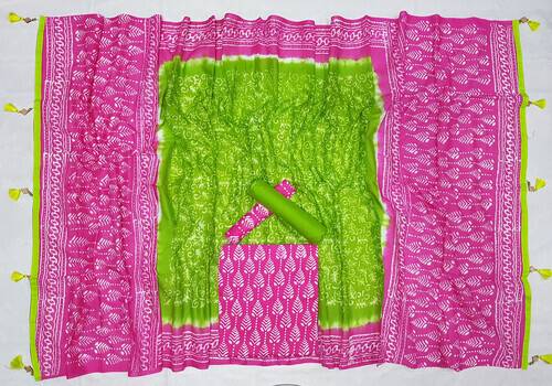 Vegatabls Try Dry Batik Work Bexi Cotton Unstitch Three piece For Women-NF1749