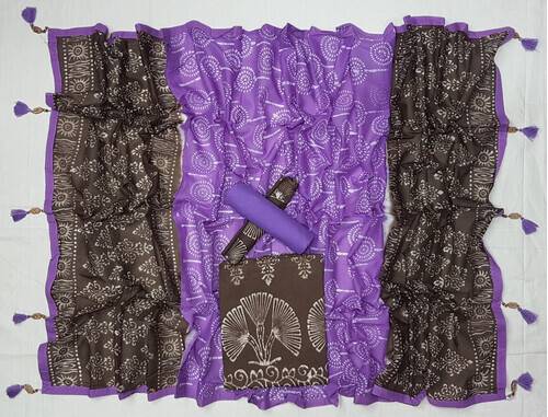 Vegatabls Try Dry Batik Work Bexi Cotton Unstitch Three piece For Women-NF1321