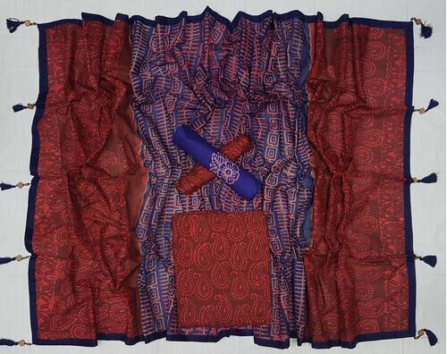 Vegatabls Try Dry Batik Work Bexi Cotton Unstitch Three piece For Women-NF1756