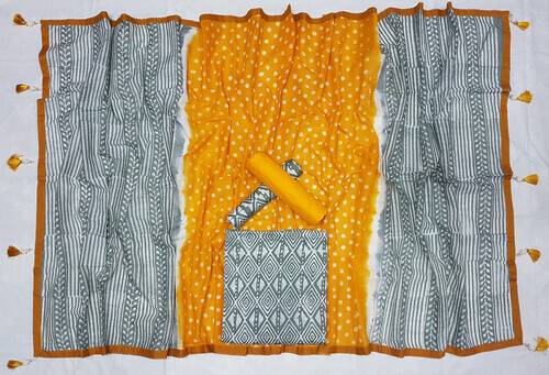Vegatabls Try Dry Batik Work Bexi Cotton Unstitch Three piece For Women-NF1764