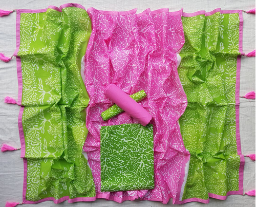 Vegatabls Try Dry Batik Work Bexi Cotton Unstitch Three piece For Women-NF1612