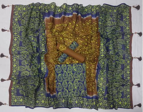 Vegatabls Try Dry Batik Work Bexi Cotton Unstitch Three piece For Women-NF1622