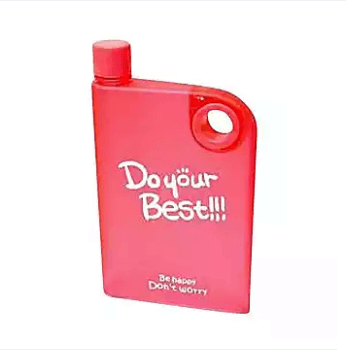 Plastic Portable Notebook Water Bottle - 380ml - Red.