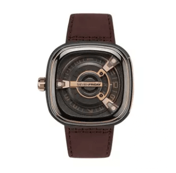 M2/02 M-Series Leather Automatic Watch for Men - Chocolate.