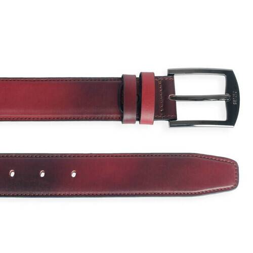 Antique Maroon Black Leather Belt for Men SB-B58, 3 image