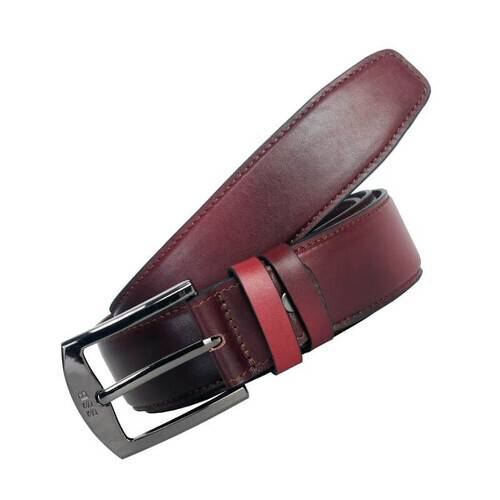 Antique Maroon Black Leather Belt for Men SB-B58, 2 image