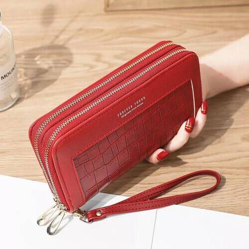 Cell Phone Wallet Bag Ladies Purse- Red