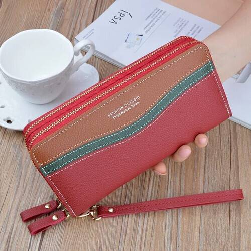Double Zip Purse Woman Bag- Red