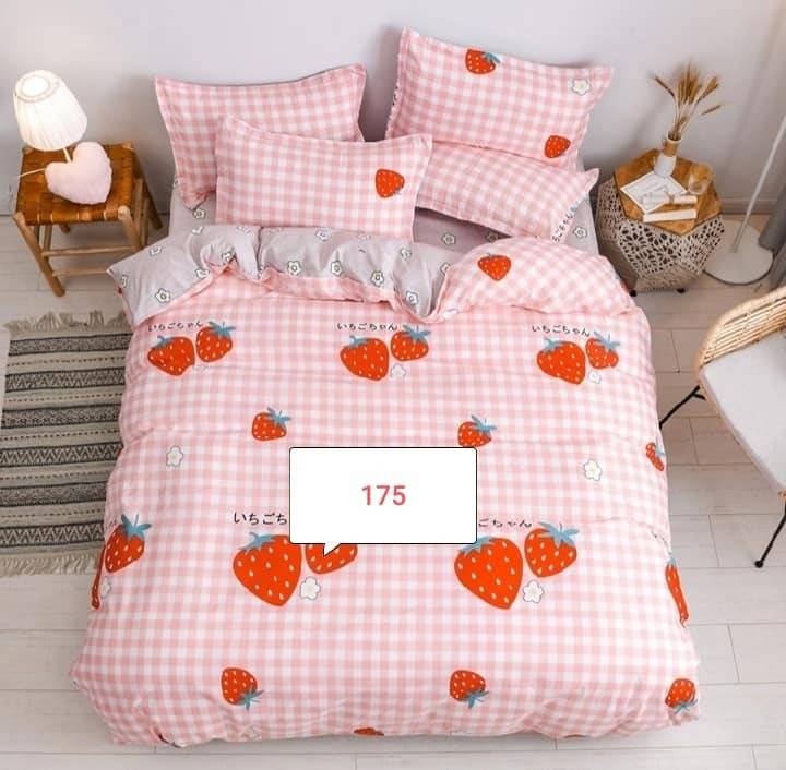 Pink Strawberry Cotton Bed Cover Cotton Bed Cover