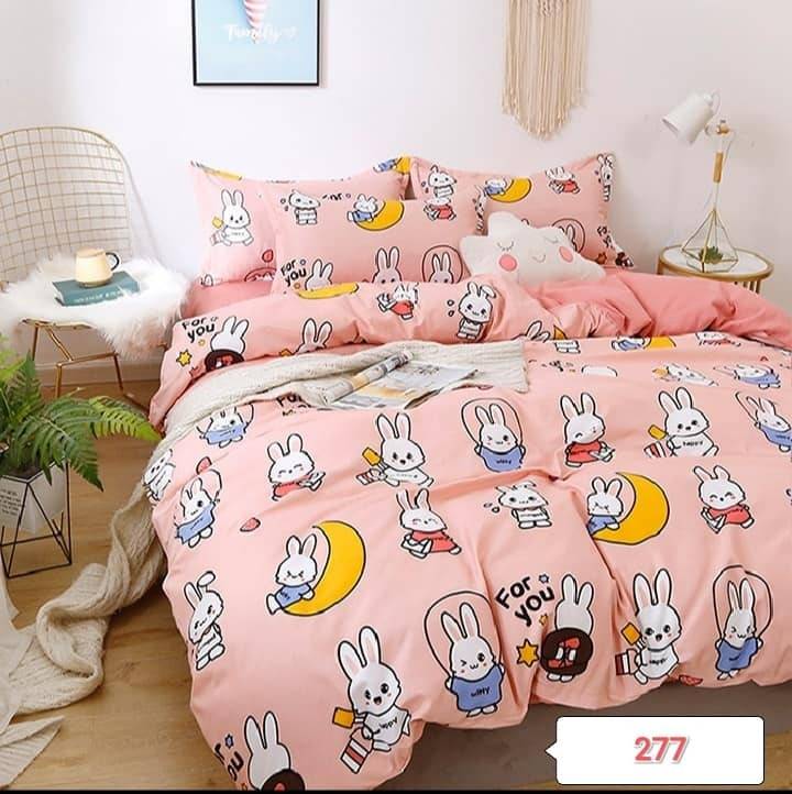 Pink Bunny Cotton Bed Cover With Comforter