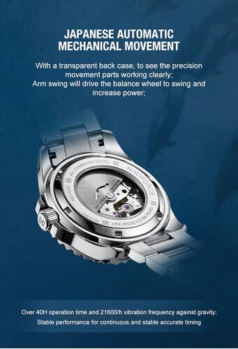 Naviforce NFS1004 Silver Stainless Steel Automatic Watch For Men - Royal Blue & Silver, 5 image
