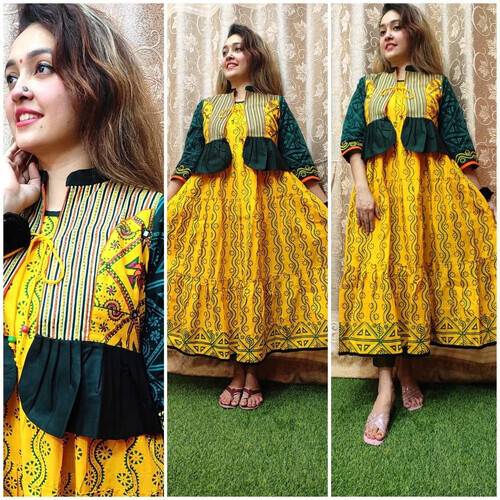 Yellow & Green Salwar Kamiz for Ladies
