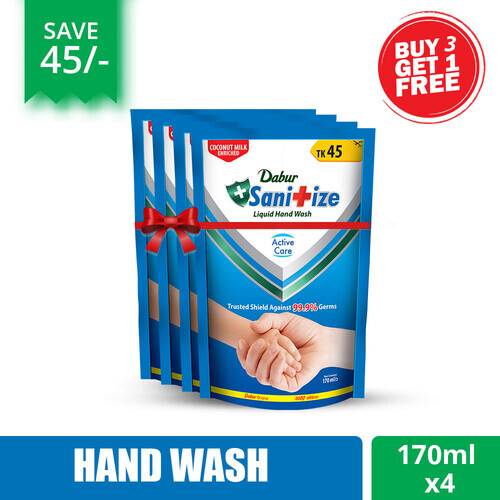 Dabur Sanitize Active Care Hand Wash Refill (Buy 3 Get 1 Free) 170 ml