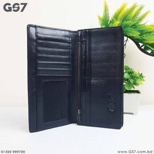 GS7 Premium Plain Leather Long Wallet, 3 image