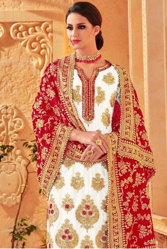 Semi-Stitched Soft Weightless Georgette Embroidery Shalwar Kameez Suits