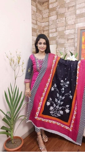 Rajpuri Women's pure cotton floral screen Printed unstitched salwar Kameez suit set