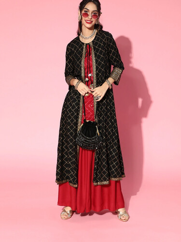 Full AC Cotton printed ethnic wear Ready kurta set (3pis), 4 image
