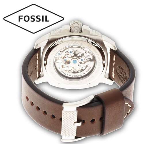 New Fossil Modern Machine Automatic Cream Dial Leather Belt Mens Watch, 4 image