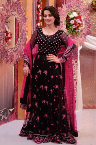 Soft Georgette Semi-Stitched Embroidery Designed Work Long Party Wear Gown - Black