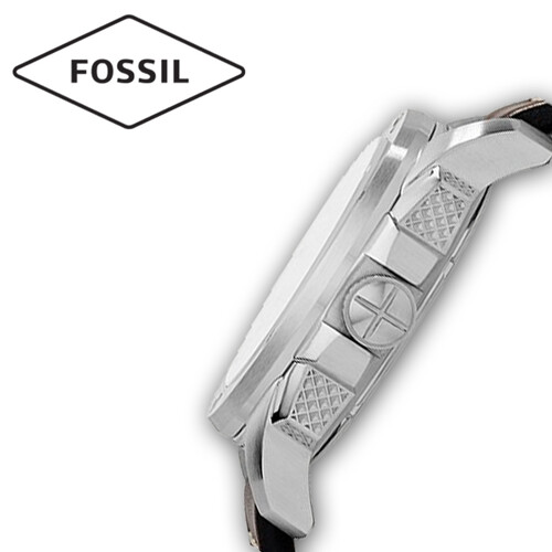New Fossil Modern Machine Automatic Cream Dial Leather Belt Mens Watch, 2 image
