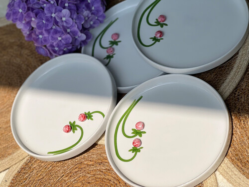 Flower Print Ceramic Serving plate