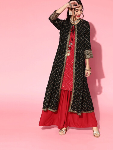 Full AC Cotton printed ethnic wear Ready kurta set (3pis), 3 image