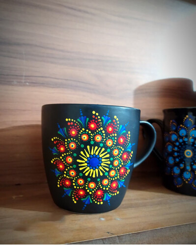 Handpainted Ceramic mug - Black & Red