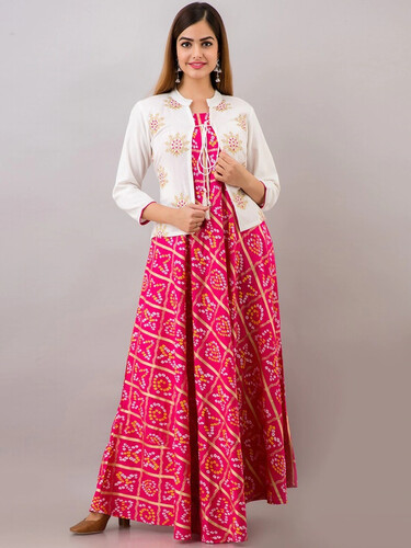 High Quality Pure AC Cotton Fabric Anarkali Kurta, 4 image