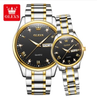 OLEVS Fashion Watches Couple Watch Stainless Steel Calendar Waterproof Business Quartz Watch For Men Women