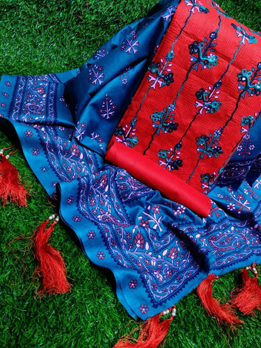 Skin print ari cotton dress - Red & Blue