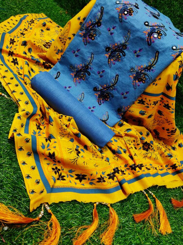 Skin print ari cotton dress - Blue & Yellow